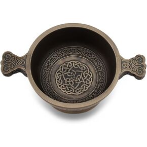 Veronese Design Celtic Knot Pattern Quaich Cold Cast Resin Antique Bronze Finish Two Handed Altar Decoration Statue Gift