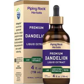 Piping Rock Dandelion Root Extract Liquid | 4 fl oz | Concentrated Supplement Drops | Alcohol Free Tincture | Vegetarian, Non-GMO, Gluten Free