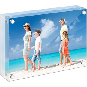 Niura Premium 5x7 Acrylic Frames, Double Thickness (12mm+12mm) Stable Clear Picture Frame, Modern Display Stand, Pack of 3
