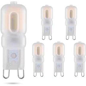 6 Pack G9 LED Bulb 2W Equivalent to 20W Halogen lamp T4 Warm White 3000K 120V G9 Base, Crystal Chandelier, 360°Omni-Directional Lighting, Home Lighting Non-dimming 200 lumens