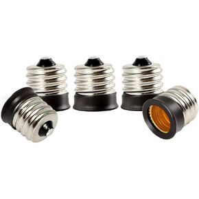 ELECTOP E17 to E12 Socket Adapter Converter,Intermediate E17 Base Convert to Candelabra E12 Base,Black Lamp Holder(5 Pack)
