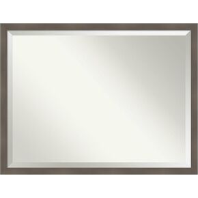 Amanti Art Wood Bathroom Mirror, Regis Barnwood Grey Wall Mirror for use as Bathroom Vanity Mirror Over Sink (24.75 x 24.75 in.) Beveled Mirror, Grey Mirror, Country Rustic Mirror from WI, USA