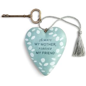 DEMDACO Always My Mother Blue Petals 3.5 x 3.5 Resin Stone Art Heart Token