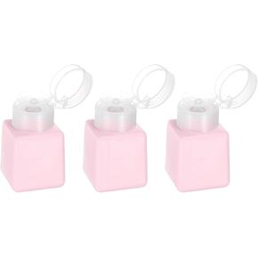 HARFINGTON 3pcs Solvent Alcohol Dispenser 150ml(5.1oz) Press Type ESD Safe Anti-Splash Liquid Dispenser Pump with Sealing plastic Lid for Alcohol, Nail Polish & Makeup Remover, Pink