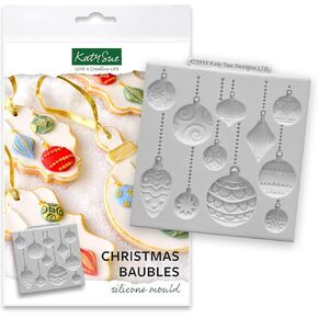 Katy Sue 11 Hanging Christmas Ball Ornaments (Baubles) Silicone Mold for Christmas Cake Decorating & Craft