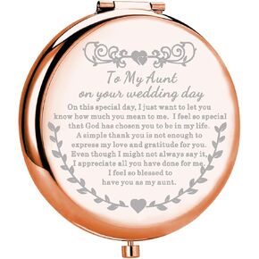 UJIMS to My Aunt On My Wedding Day Gifts from Niece Nephew Wedding Makeup Mirror for Aunt Wedding Keepsake (Aunt on My Wedding)