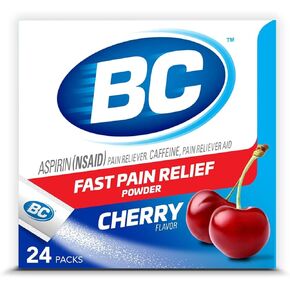 BC Powder Pain Reliever, Cherry Flavor Aspirin Dissolve Packs, 24 Count Powder Packets (6 Pack)