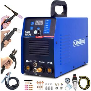 Plasma Cutter TIG Welder With PULSE Stick Welder Machine 520TSCPF Plasma Cutter Welder Combo 200A TIG/ARC Welding 50A Air Plasma Cutting Dual Voltage 110/220V 1/2" Clean Cut Upgrade Digital Panel