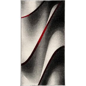 SAFAVIEH Hollywood Collection Accent Rug - 2'3" x 4', Grey & Red, Mid-Century Modern Design, Non-Shedding & Easy Care, Ideal for High Traffic Areas in Entryway, Living Room, Bedroom (HLW712K)