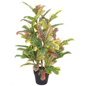 AMERIQUE نبات حرير صناعي Codiaeum استوائي رائع بطول 4.5 قدم مع حماية من الأشعة فوق البنفسجية، يشعر بالتكنولوجيا الحقيقية، جودة فائقة in Kuwait