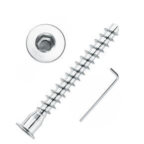 Confirmat Screws, M6.3 x 50mm 20 PCs, Hex Socket Drive Countersunk Furniture Connecting Self-Tapping Screw Set Carbon Steel Zinc Plated