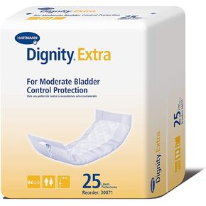 Dignity Extra Incontinence Liner for Men and Women - Bladder Leak Pads, Moderate Absorbency - One Size Fits Most, 4 in x 12 in, 25 Count, 1 Pack