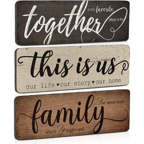 ديكور منزلي ريفي 3 قطع معًا، هذا هو ديكور جدار المنزل العائلي، علامات خشبية لغرفة النوم وغرفة المعيشة وديكور المطبخ in Kuwait