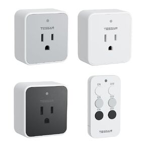Remote Control Outlet, TESSAN 3 Pack Wireless Remote Light Switch, On Off Switch Plug for Lights, Lamps, Fans, Household Appliances, 100ft RF Range, 15A/1875W(1 Remote + 3 Outlet)