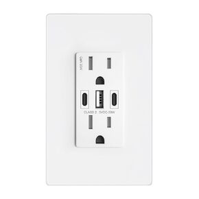 USB Wall Outlet, 30W GaN 6.0A USB Outlet Receptacles with 3 USB Ports,15 Amp Tamper-Resistant Electrical Outlet with 1 Type A&2 Type C,Screwless Wall Plate Included,UL Listed,2 Pack