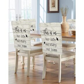 Farmhouse Butterfly Chair Covers Set of 4 for Dining Room, Rustic Retro Wooden Striped Chair Back Cover Removable Kitchen Chair Slipcovers Seat Protector for Party Banquet Christmas Decorations in Saudi Arabia