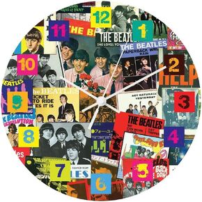 Vandor Beatles-Singles Collection-13.5" Wood Wall Clock, Multi Color