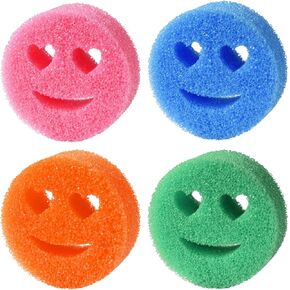 Smiley Face Sponge for RIMAY Smile-Face Sponge Dish Wand Handle 4 Pack Non-Scratch Scrub Sponge Happy Face Sponge for Dishes Multi-Functional Dish Washing Sponge for Dish Furniture Bathroom