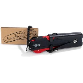 Modern Box Cutter, Extra Tape Cutter at Back, Dual Side Edge Guide, 3 Blade Depth Setting, 2 Blades and Holster - 2000 Red STD