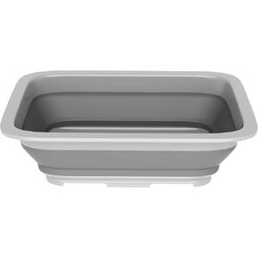 Wakeman 10L Gray Collapsible Multiuse Bin-Portable Wash Basin/Dish Tub/Ice Bucket with 10 L Capacity for Camping, Tailgating, Outdoors, 14.75" L x 10.75" W x 5" H in Kuwait