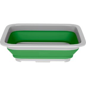 Wakeman 10L Gray Collapsible Multiuse Bin-Portable Wash Basin/Dish Tub/Ice Bucket with 10 L Capacity for Camping, Tailgating, Outdoors, 14.75" L x 10.75" W x 5" H