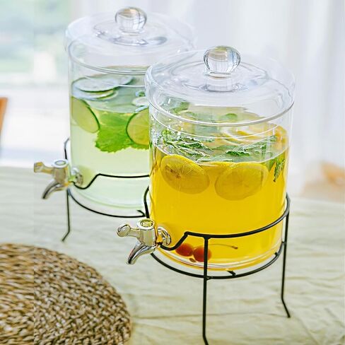 2 Pack Drink Dispenser with Stand Beverage Dispenser 1 Gallon Glass Drink Dispensers for Parties Lemonade Sangria Dispenser Water jug dispenser in Saudi Arabia