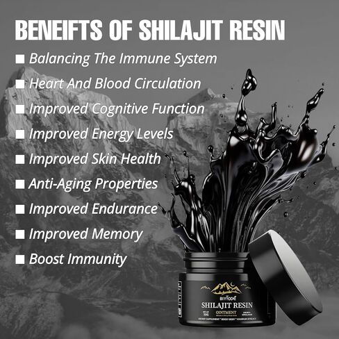 شيلاجيت راتنج شيلاجيت العضوي النقي من الهيمالايا - 600 مجم مكمل شيلاجيت من الدرجة الذهبية مع 85+ من المعادن النزرة وحمض الفولفيك، ودعم مناعة الطاقة للرجال والنساء، مصنوع للولايات المتحدة الأمريكية، 50 جرامًا in Kuwait