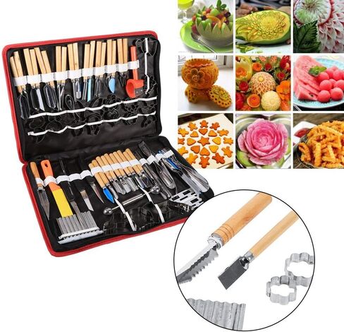 Yosoo 80PCS/Set Culinary Carving Tool Kit,Chrome steel Culinary Carving Peeling Tools Kit,for Fruit Vegetable Garnishing Carving Slicing including Carry Bag Halloween Pumpkin Carving Kit in Saudi Arabia