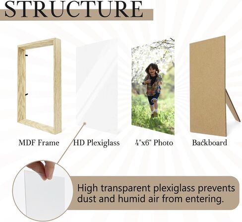 6x8 Picture Frame Set of 4, Wood Photo Frame Covered by Plexiglass for 6x8 Pictures, Paintings and Home Décor, Suitable for Tabletop and Wall Mounting Display (Burlywood) in Saudi Arabia