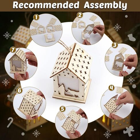 5 قطع مشهد المهد الخشب المنحوت زخرفة عيد الميلاد LED تضيء المهد عيد الميلاد زخرفة انقطاع الخشب عيد الميلاد شنقا زخرفة المهد شجرة عيد الميلاد الحلي للاحتفال بميلاد يسوع in Kuwait