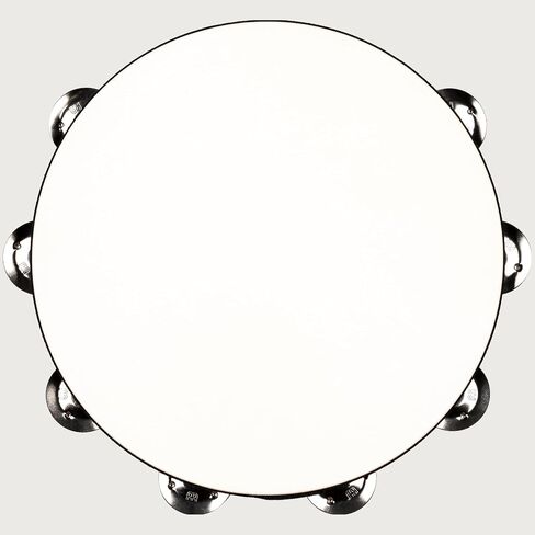 Meinl Percussion Traditional Goatskin Headed Wood Tambourine with Stainless Steel Jingles, Double Row — NOT Made in China — for All Musicians, 2-Year Warranty (TAH2WB) in Saudi Arabia