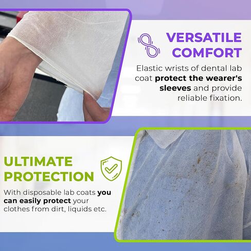معاطف مختبر AMZ للبالغين، مقاس متوسط. 5 عبوات من معاطف المختبر البيضاء بطول الركبة من مادة البولي بروبيلين للاستعمال مرة واحدة. معطف من معدات الوقاية الشخصية بوزن 30 جرامًا لكل متر مربع مع 4 أزرار كبس ومعصمين مرنين. معاطف طبية قابلة للتنفس in Kuwait