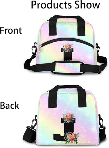 Letter J Fashion Insulated Lunch Bag Mother's Day Gift Lunch Box for Women Girl with Shoulder Strap Tote Bag Reusable Large Containers Meal Prep for School Work Picnic Thermal Cooler Bag in Saudi Arabia