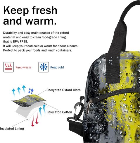 Letter J Fashion Insulated Lunch Bag Mother's Day Gift Lunch Box for Women Girl with Shoulder Strap Tote Bag Reusable Large Containers Meal Prep for School Work Picnic Thermal Cooler Bag in Saudi Arabia