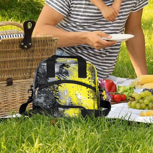 Letter J Fashion Insulated Lunch Bag Mother's Day Gift Lunch Box for Women Girl with Shoulder Strap Tote Bag Reusable Large Containers Meal Prep for School Work Picnic Thermal Cooler Bag in Saudi Arabia