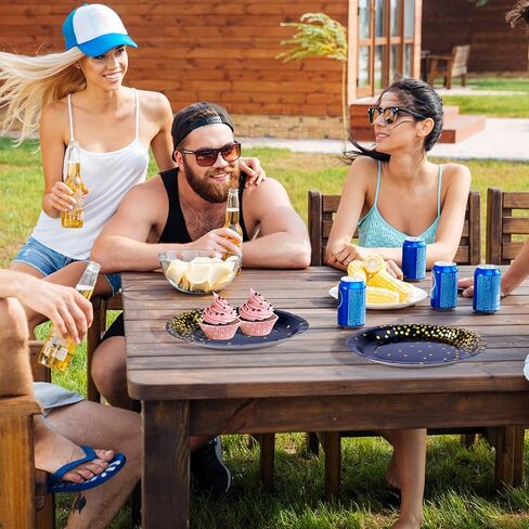 Aneco 60 Pieces 7 Inches Disposable Paper Plates Navy Blue Paper Plates Blue and Gold Foil Dot Dessert Plates Round Paper Plates for Wedding Bridal Shower Birthday Party Decorations in Kuwait