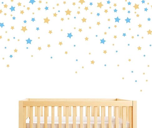 190 Picees Star Wall Decals, Matte Vinyl Wall Decals, Nursery Wall Decals, Easy to use, Removable Wall Decals for Kids Baby Girls Boys Bedroom, Home Decor Wall Stickers Y17 (Ice Blue,Matte Gold) in Saudi Arabia