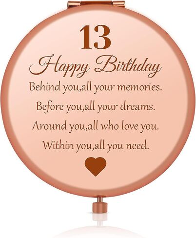 Sweet 13th Birthday Gift for Girls, Happy 13 Year Old Gifts for Daughter Granddaughter Sister Niece Friends, Rose Gold Compact Mirror for 13th Birthday Girls, 13 Years Old Girl Birthday Gift in Kuwait