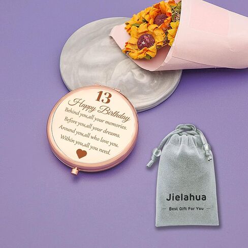 Sweet 13th Birthday Gift for Girls, Happy 13 Year Old Gifts for Daughter Granddaughter Sister Niece Friends, Rose Gold Compact Mirror for 13th Birthday Girls, 13 Years Old Girl Birthday Gift in Kuwait
