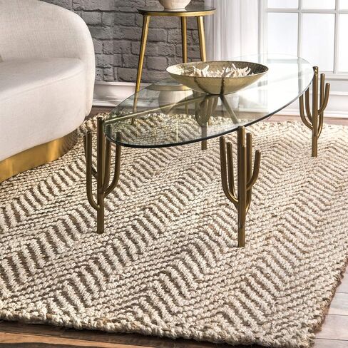 nuLOOM Vania Chevron Jute Area Rug, 6x9, Off-white in Saudi Arabia