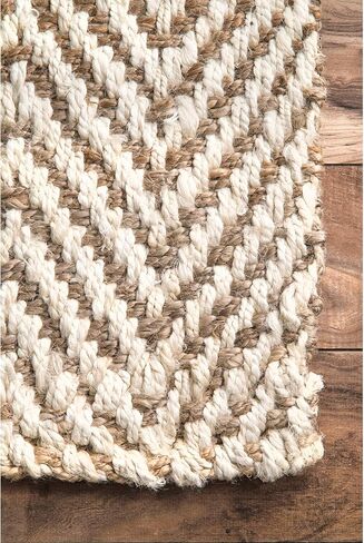 nuLOOM Vania Chevron Jute Area Rug, 6x9, Off-white in Saudi Arabia