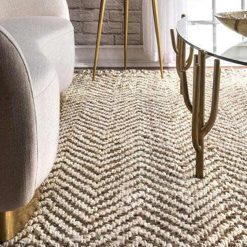 nuLOOM Vania Chevron Jute Area Rug, 6x9, Off-white in Saudi Arabia