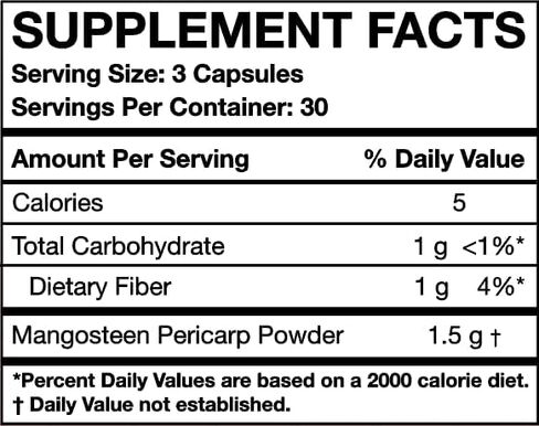 Freeze Dried Mangosteen Pericarp Capsules, 1.5 grams per Serving, 90 Veggie Capsules per Bottle, Xanthone Rich in Saudi Arabia