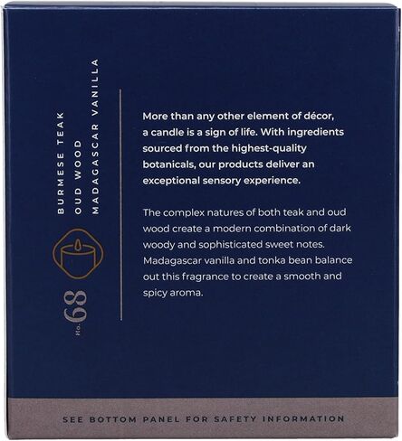 تراب - رقم 68 خشب الساج وخشب العود - 7 أونصة. شمعة مميزة - عطر منزلي عطري برائحة ترابية من خشب الساج البورمي وخشب العود وفانيليا مدغشقر - شمع الفازلين in Kuwait