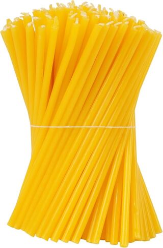 Beeswax Candles, No-Drip, Smoke-Less, 50 Pack Beeswax Taper Candles Church Prayers, Decorations, Birthday Celebrations, Each Candle Measures 6.3" in Height and Has A Diameter of 0.2" in Saudi Arabia
