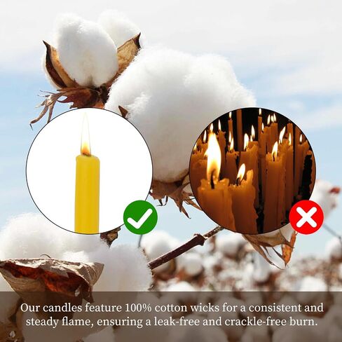 Beeswax Candles, No-Drip, Smoke-Less, 50 Pack Beeswax Taper Candles Church Prayers, Decorations, Birthday Celebrations, Each Candle Measures 6.3" in Height and Has A Diameter of 0.2" in Saudi Arabia