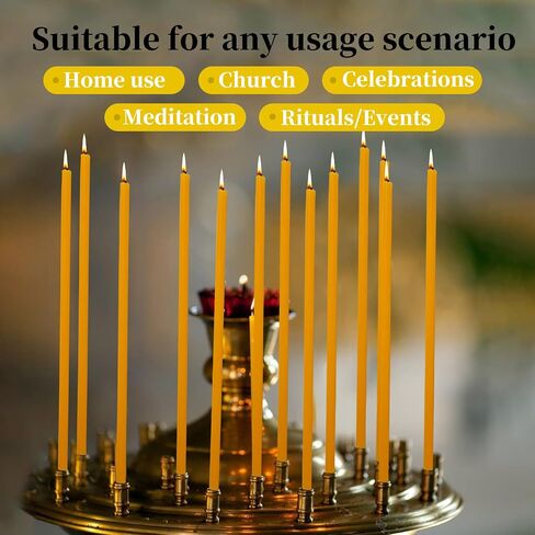 Beeswax Candles, No-Drip, Smoke-Less, 50 Pack Beeswax Taper Candles Church Prayers, Decorations, Birthday Celebrations, Each Candle Measures 6.3" in Height and Has A Diameter of 0.2" in Saudi Arabia