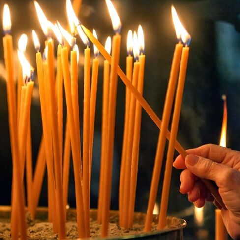 Beeswax Candles, No-Drip, Smoke-Less, 50 Pack Beeswax Taper Candles Church Prayers, Decorations, Birthday Celebrations, Each Candle Measures 6.3" in Height and Has A Diameter of 0.2" in Saudi Arabia