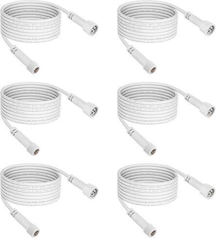 سلك تمديد EDISHINE بطول 6 أقدام، كابل تمديد 24AWG 300V 80 درجة مئوية 3 دبابيس فقط للإضاءة المريحة LED (B0BG3WCRGD/B09FJ8HZD6)، ملحقات إضاءة السقف لغرفة المعيشة، الطابق السفلي، 6 عبوات in Kuwait