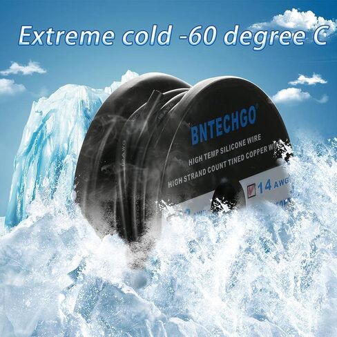 BNTECHGO 14 AWG Silicone Wire Red Black 25ft Stranded Tinned Copper Wire | Flexible 14 Gauge Stranded Wire Silicone Rubber Insulation For RC Models, Drone, Robot, Battery, EV Charger, 3D Printer, DIY in Kuwait